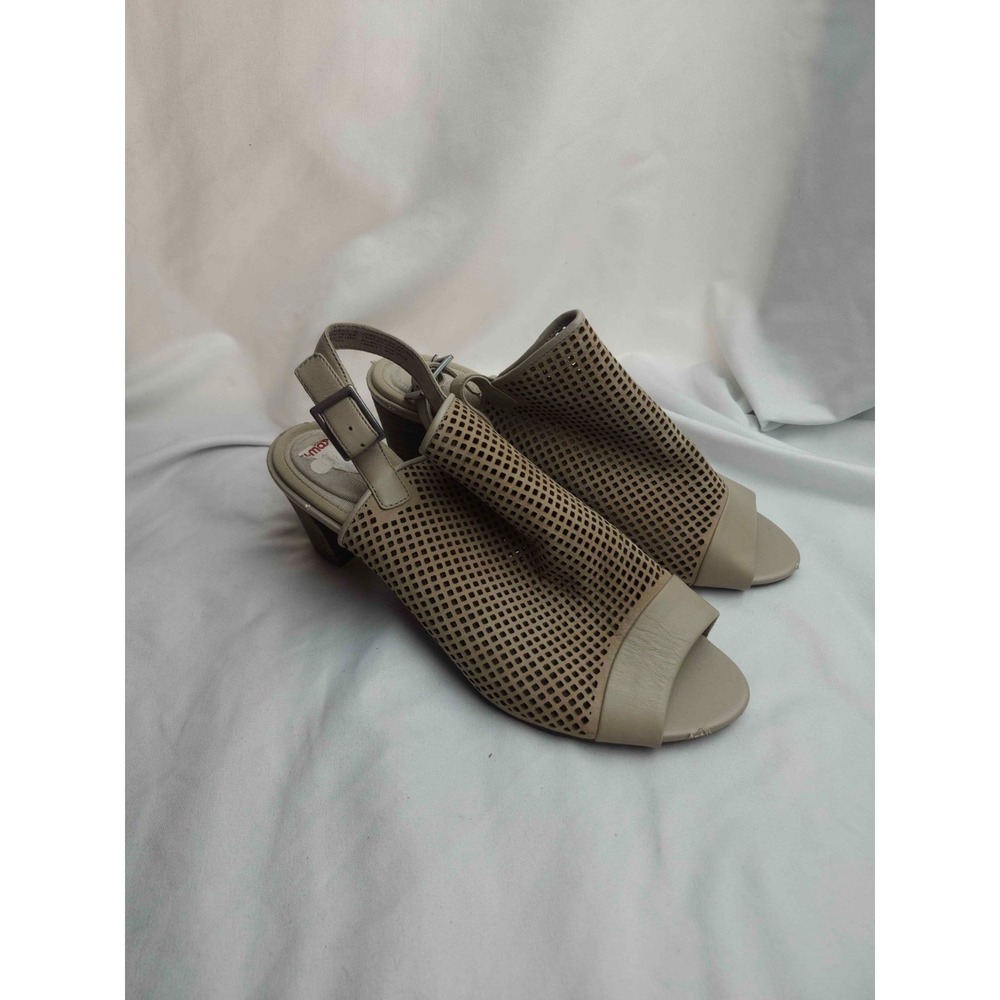 Rockport Audrina Sling Shootie Pump Womens 8 Beige Leather Perforated Peep Toe